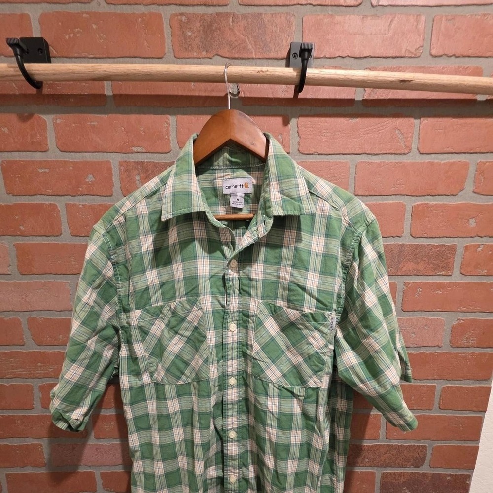 Carhartt green plaid button up medium sku61